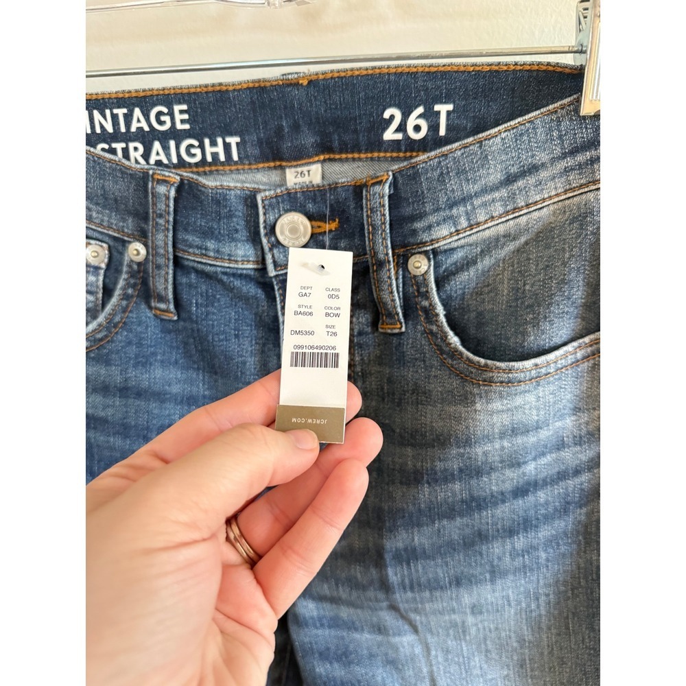 J.Crew Vintage Straight Jean NWT Medium Wash Distressed Denim 26 Tall BA606 - Picture 4 of 6
